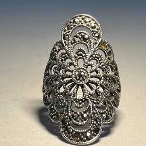 Marcasite Shield Ring  ( 3 stones Missing)